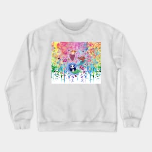 Mermaid Cat Sloth and Panda - Rainbow Paint Crewneck Sweatshirt